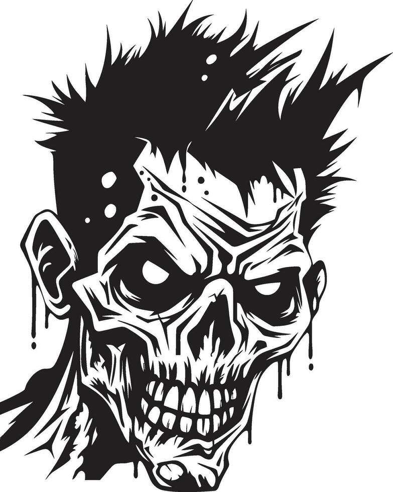 Zombies Bedlam Crazy Skull Vector Rampant Undead Symbol Vector Design