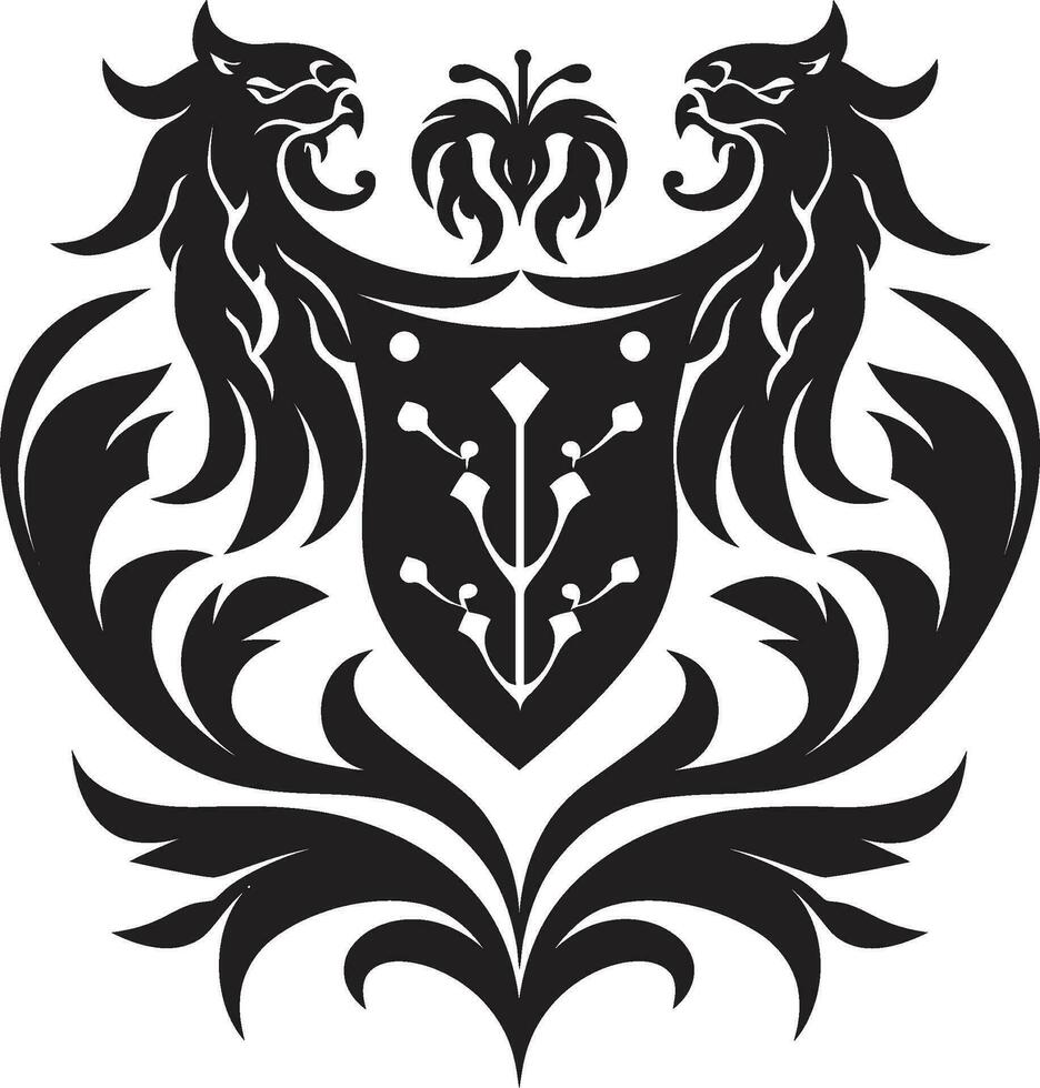 Noble Shield Black Emblem Elegant Insignia Vector Design
