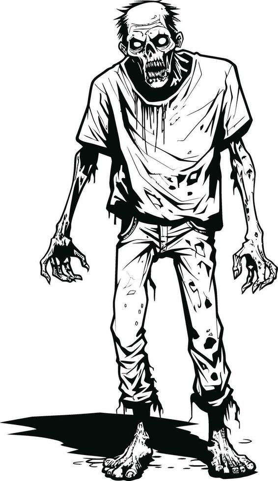 Zombie Stride Full Body Impression Eerie Corpse Manifestation Vector Characterization