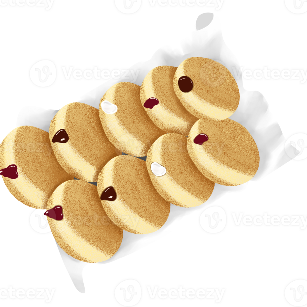 Bomboloni doughnuts illustration on png transparant background