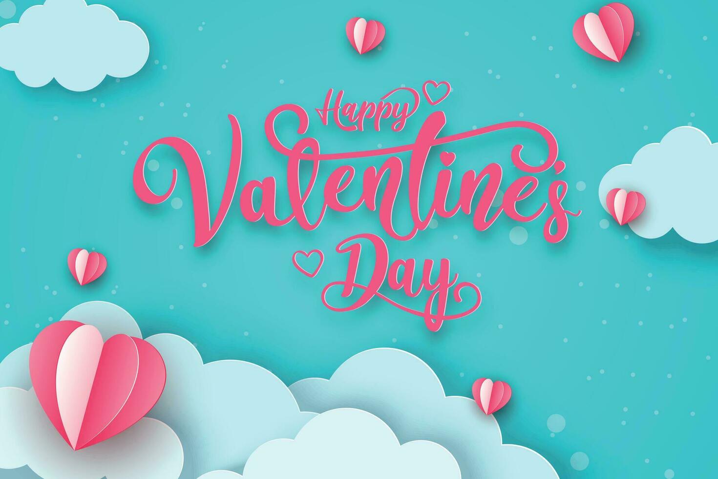 Happy Valentines Day romantic greeting card, typography poster with modern calligraphy. Retro vintage style. Vector Illustration