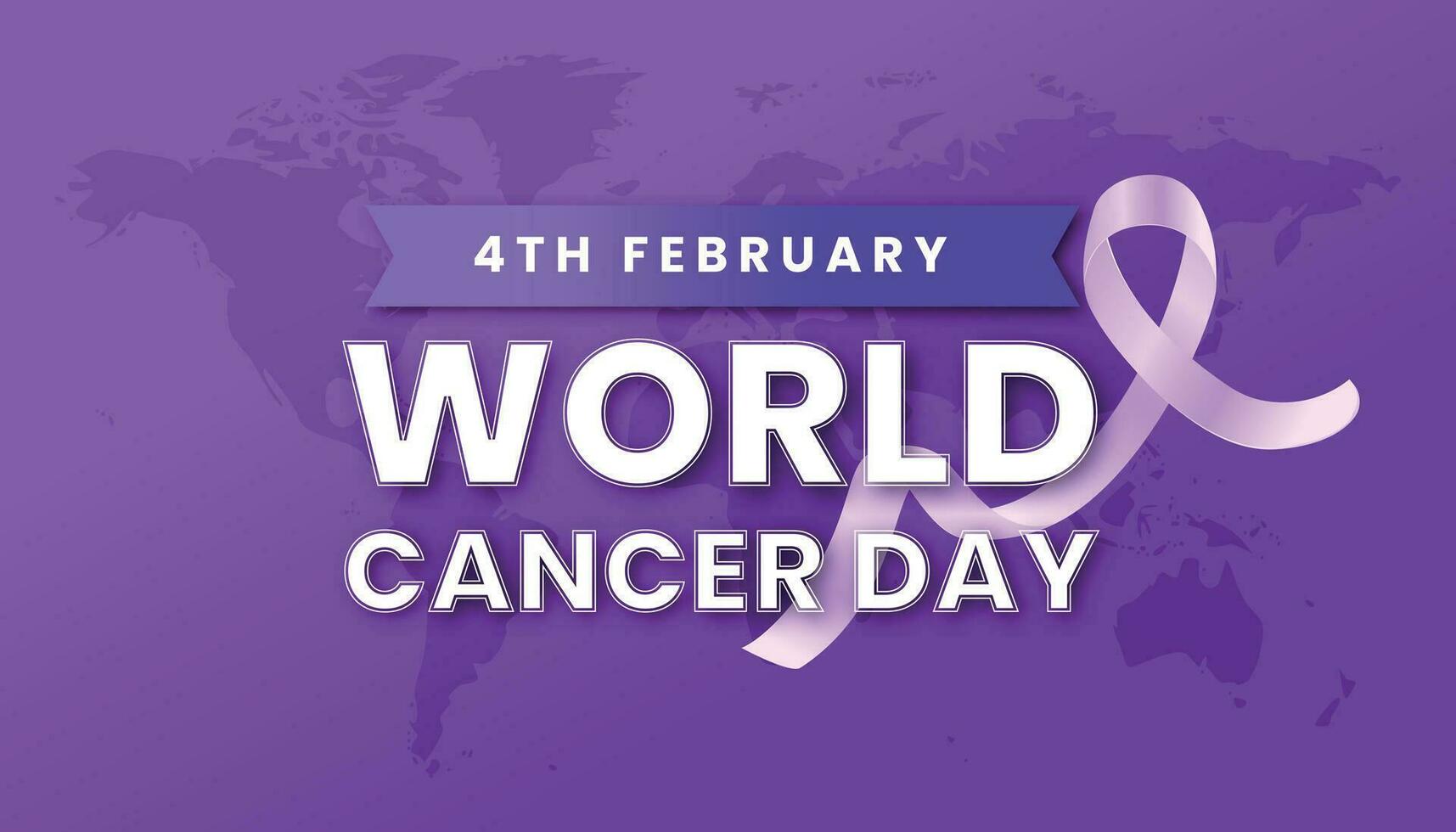 World Cancer Day. Calligraphy Poster Design. Realistic Lavender Ribbon. February 4 th is Cancer Awareness Day. Vector Illustration