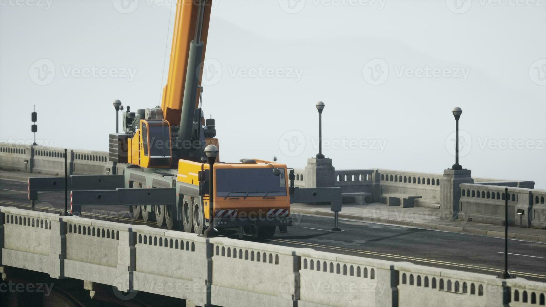 big auto crane on the bridge under constraction photo