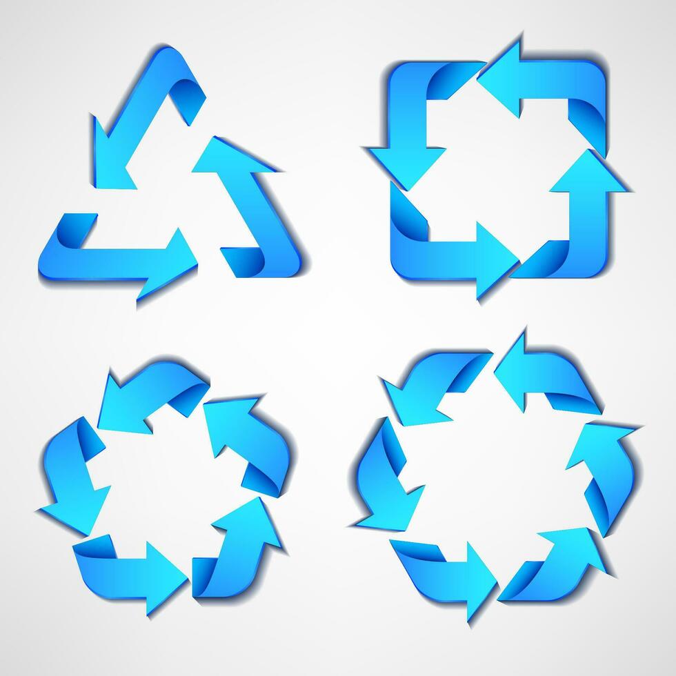 Blue Arrows with Various Curved Shape, Suitable For Recycle, Ecological Symbol, and Other, Vector Illustration