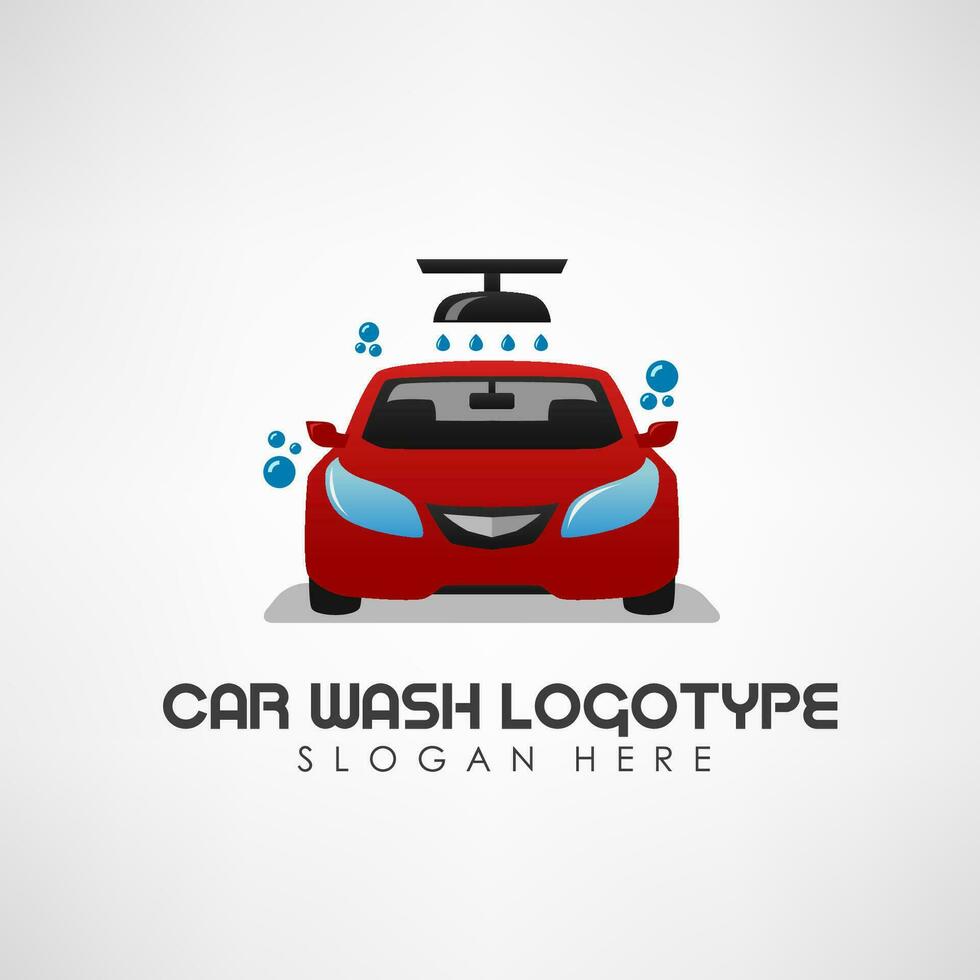 Car Wash Concept with Auto Shower and Water Drops, Vector Illustration