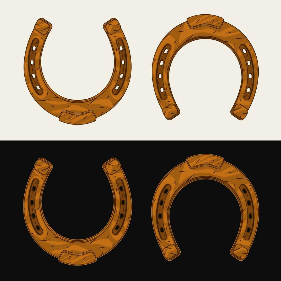 Rusty horseshoe in vintage style. Talisman, amulet, symbol of good luck, wealth, success. Useful for western decoration vector