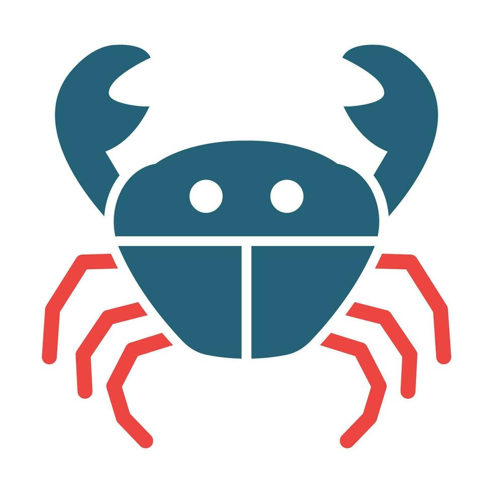 Crab Glyph Two Color Icon Design vector