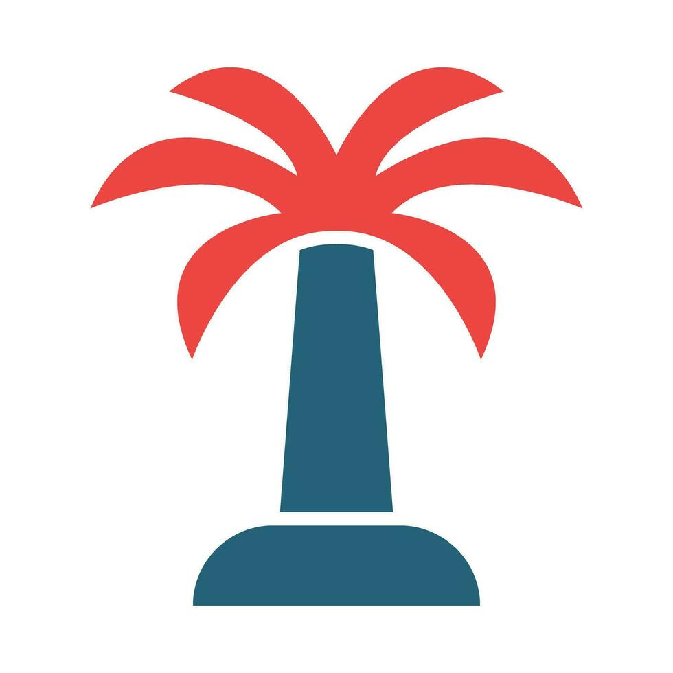 Palm Tree Glyph Two Color Icon Design vector