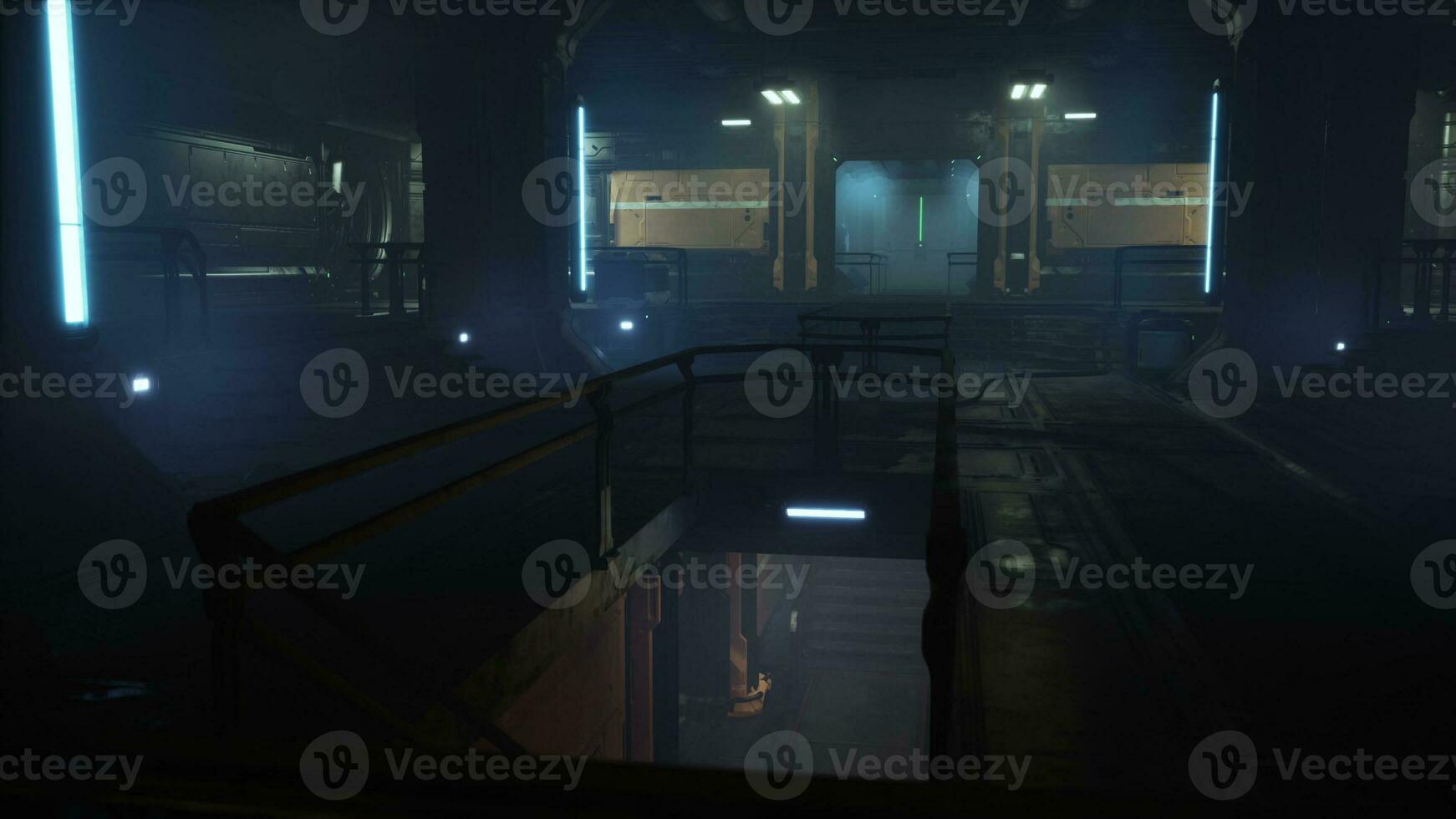 Empty corridor with reflective wall photo