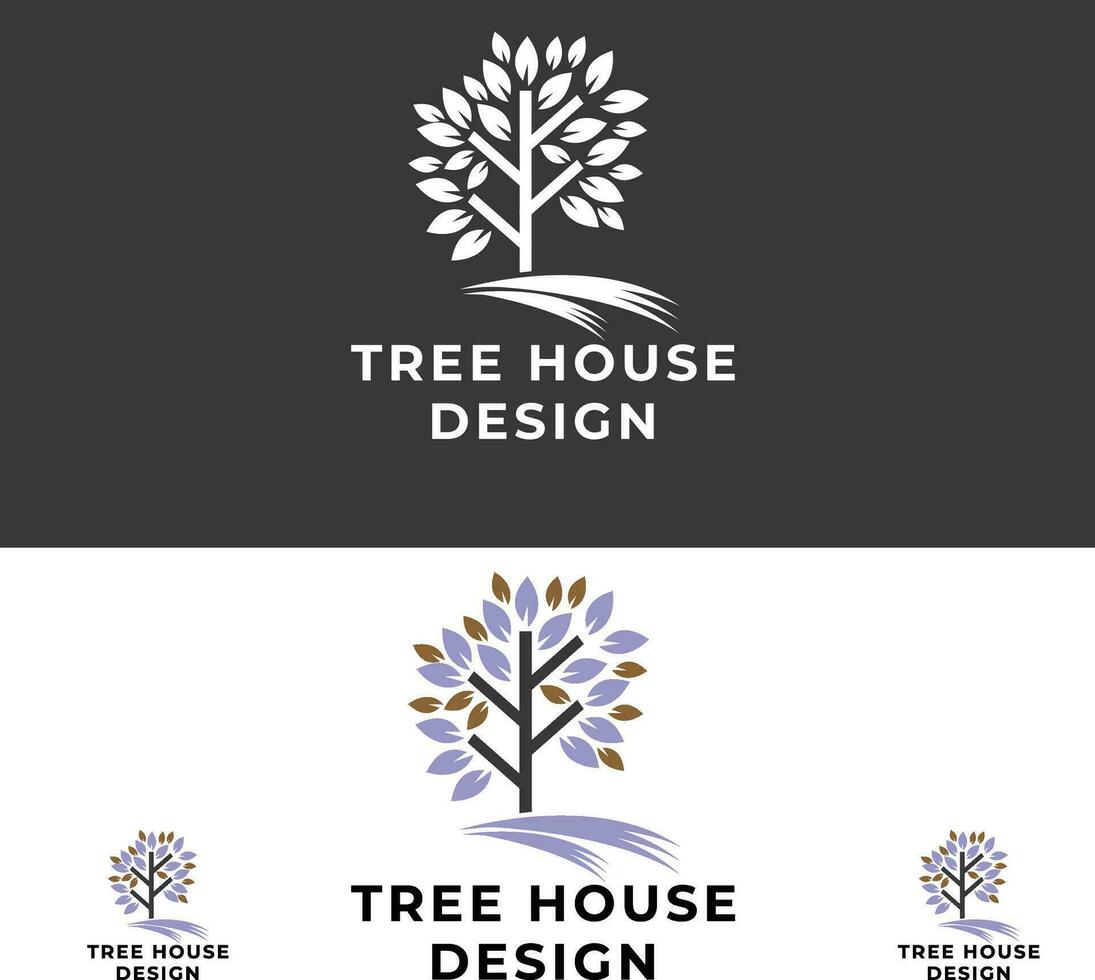 tree house logo design vector