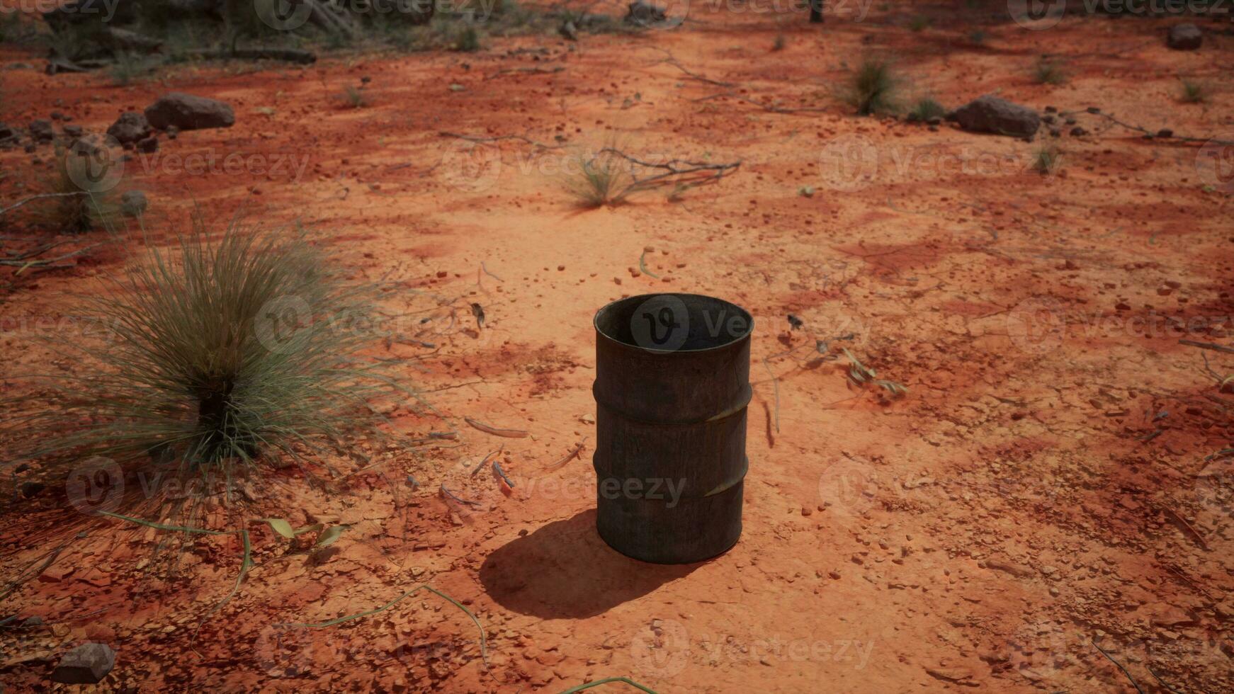 antiguo vacío oxidado barril en arena foto