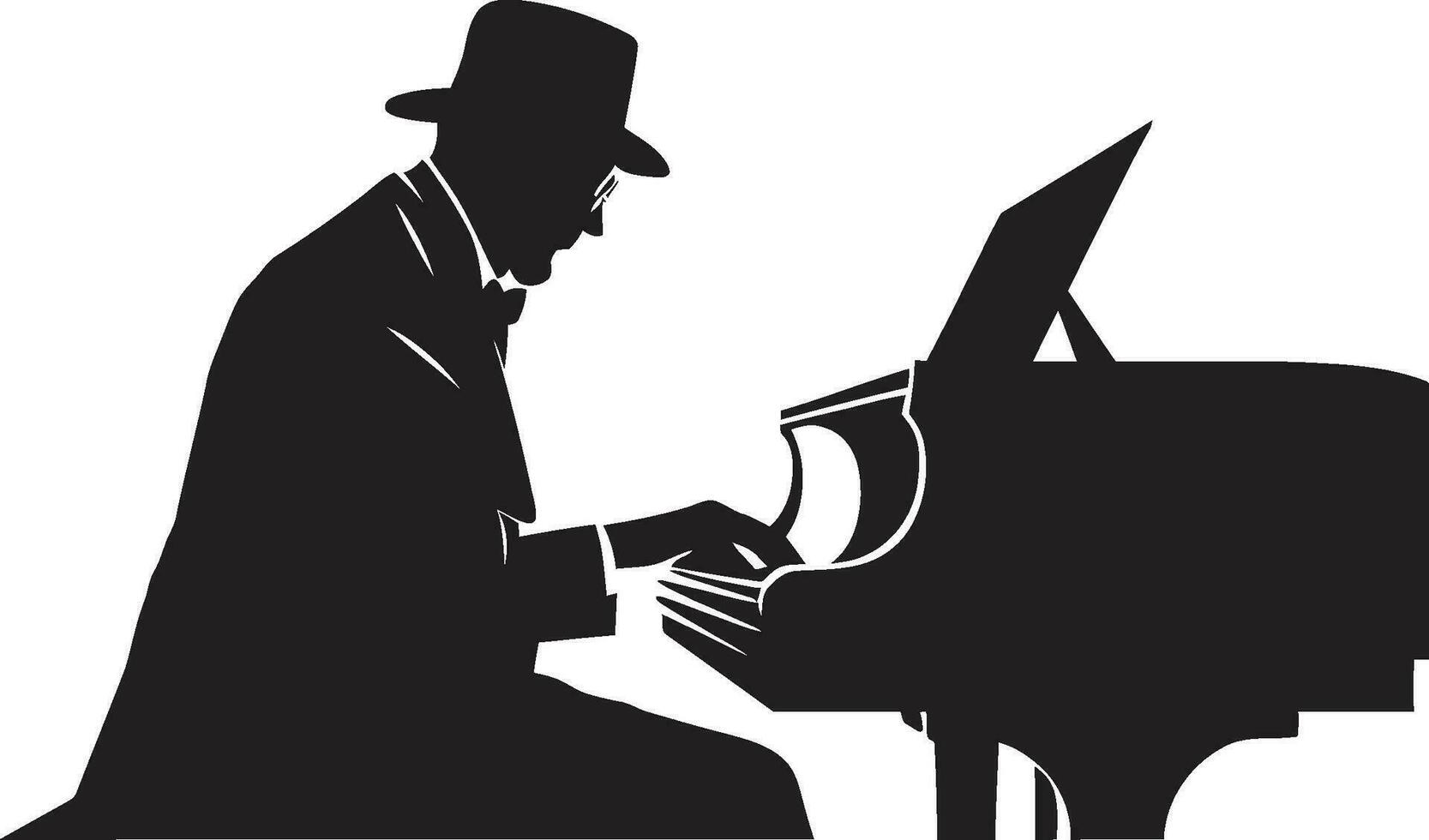 Eloquent Pianist Vector Black Design Classical Master Black Vector Icon