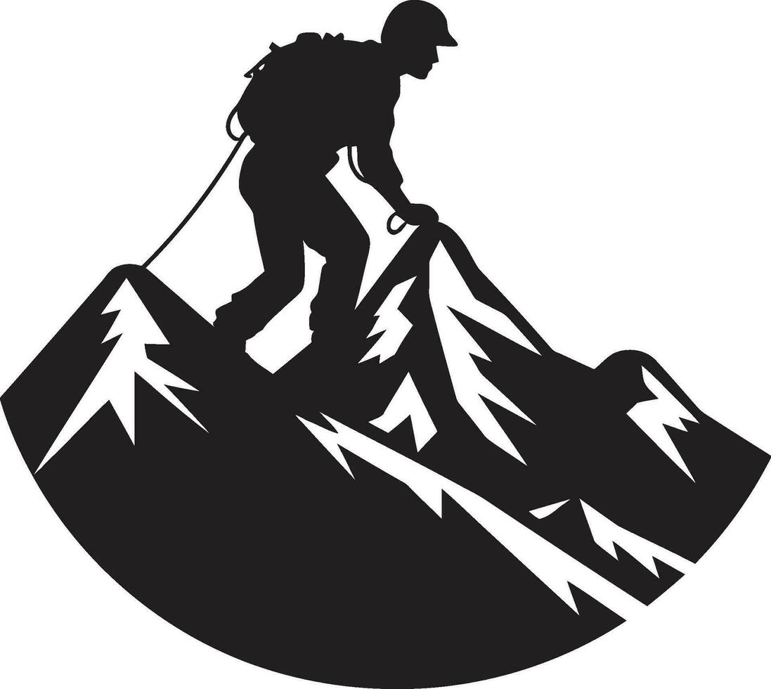 cumbre buscador silueta negro vector icono alpinismo aventuras vector diseño