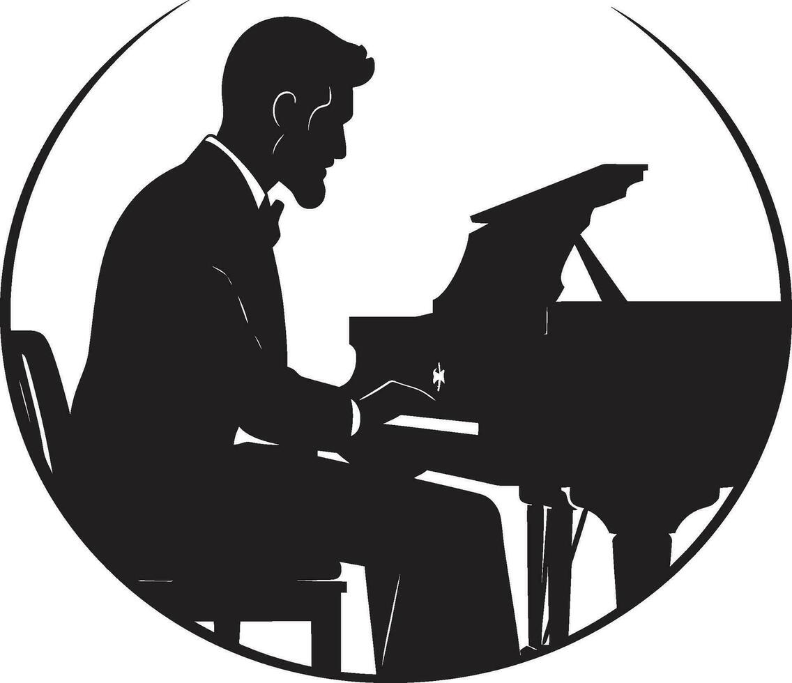 conmovedor jugador vector diseño piano solista negro icono