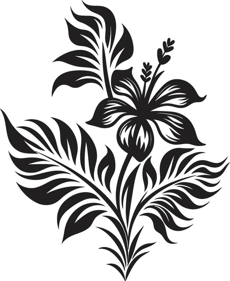 Tropical Foliage Beauty Vector Black Design Black Vector Tropical Bloom Icon