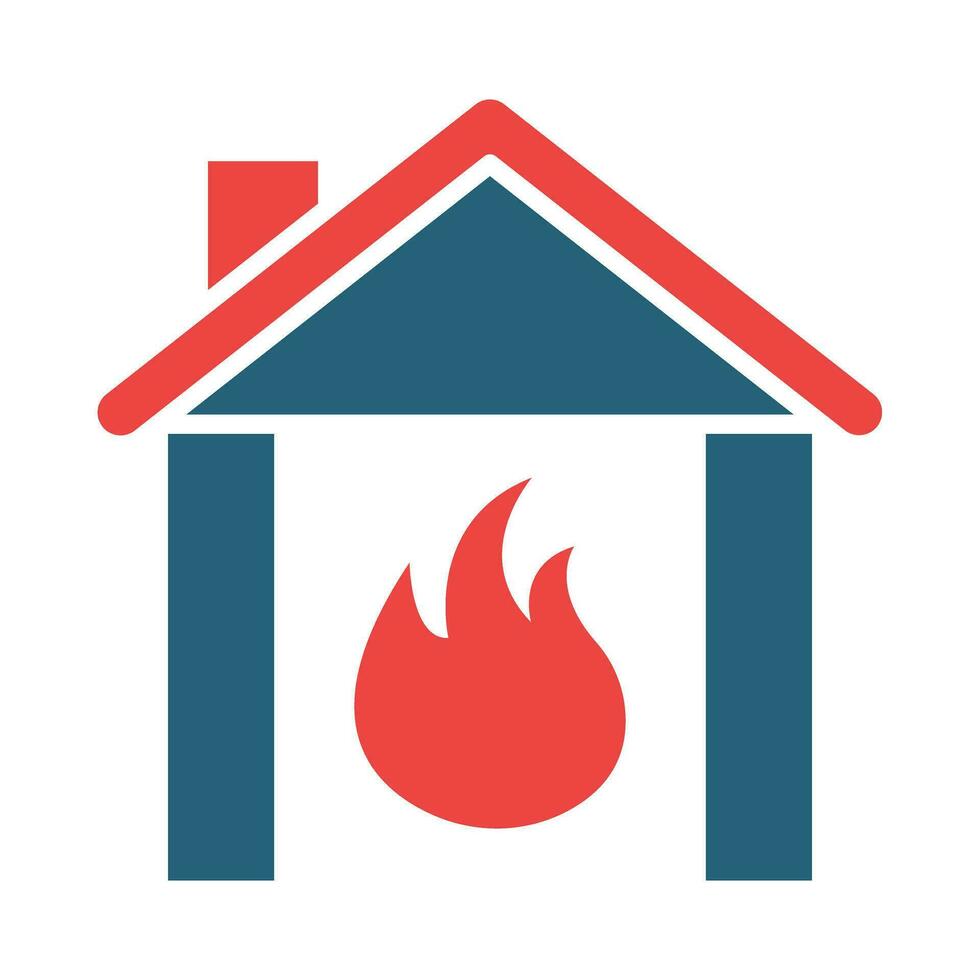 Fire Station Glyph Two Color Icon Design vector