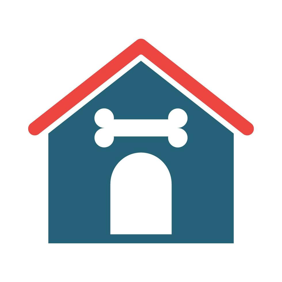 Dog House Glyph Two Color Icon Design vector