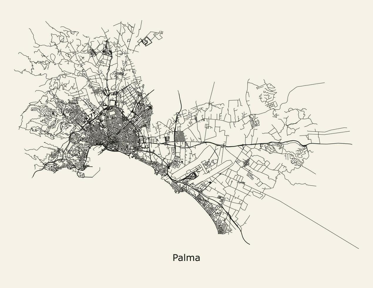 Vector city road map of Palma, Spain