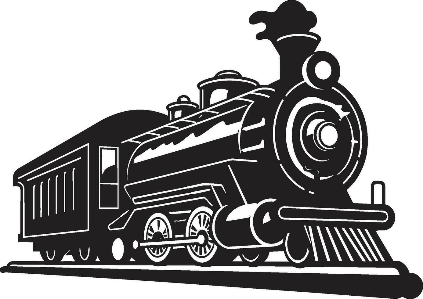 Classic Railway Travel Vector Design Retro Train Network Black Icon