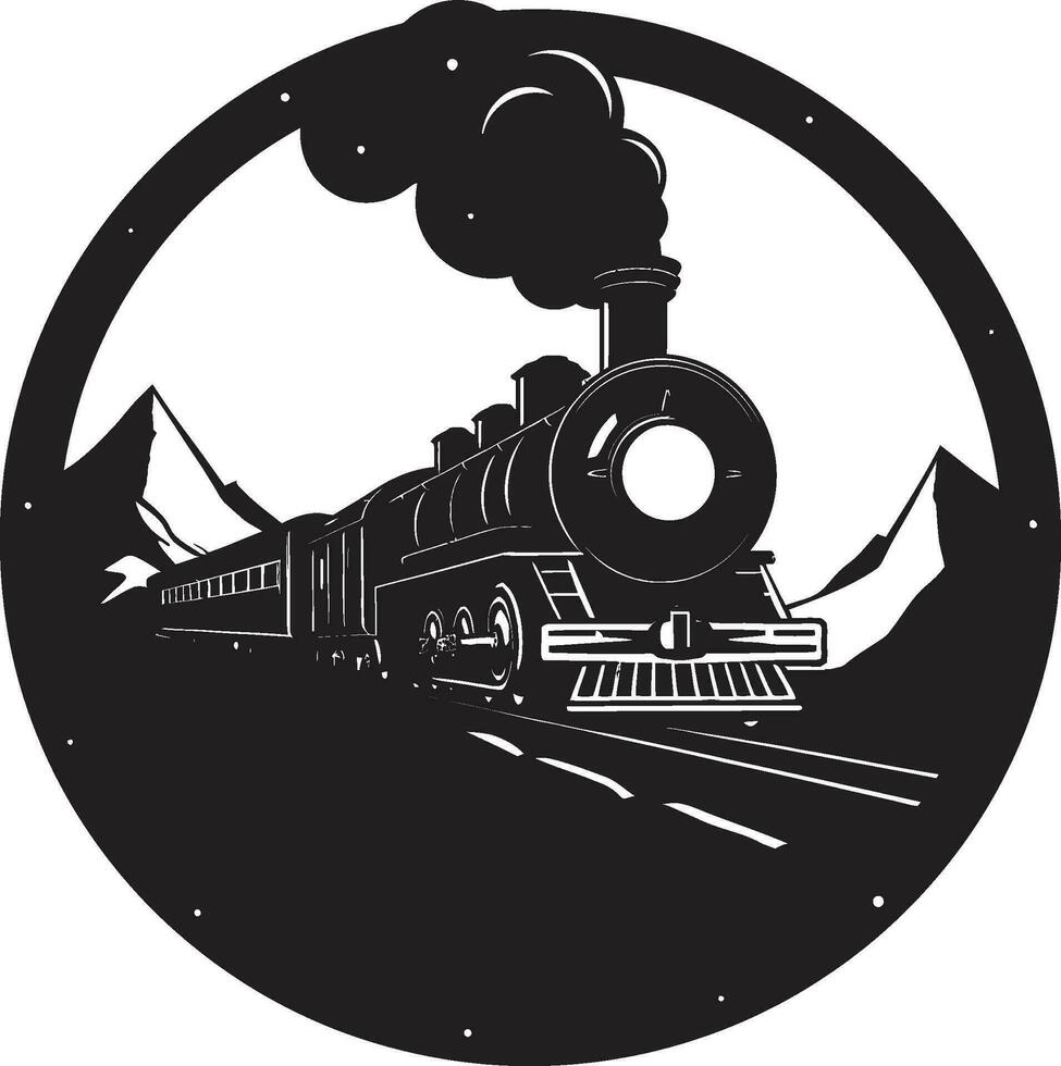 Vintage Rail Tracks Black Vector Icon Classic Railway Travel Vector Design