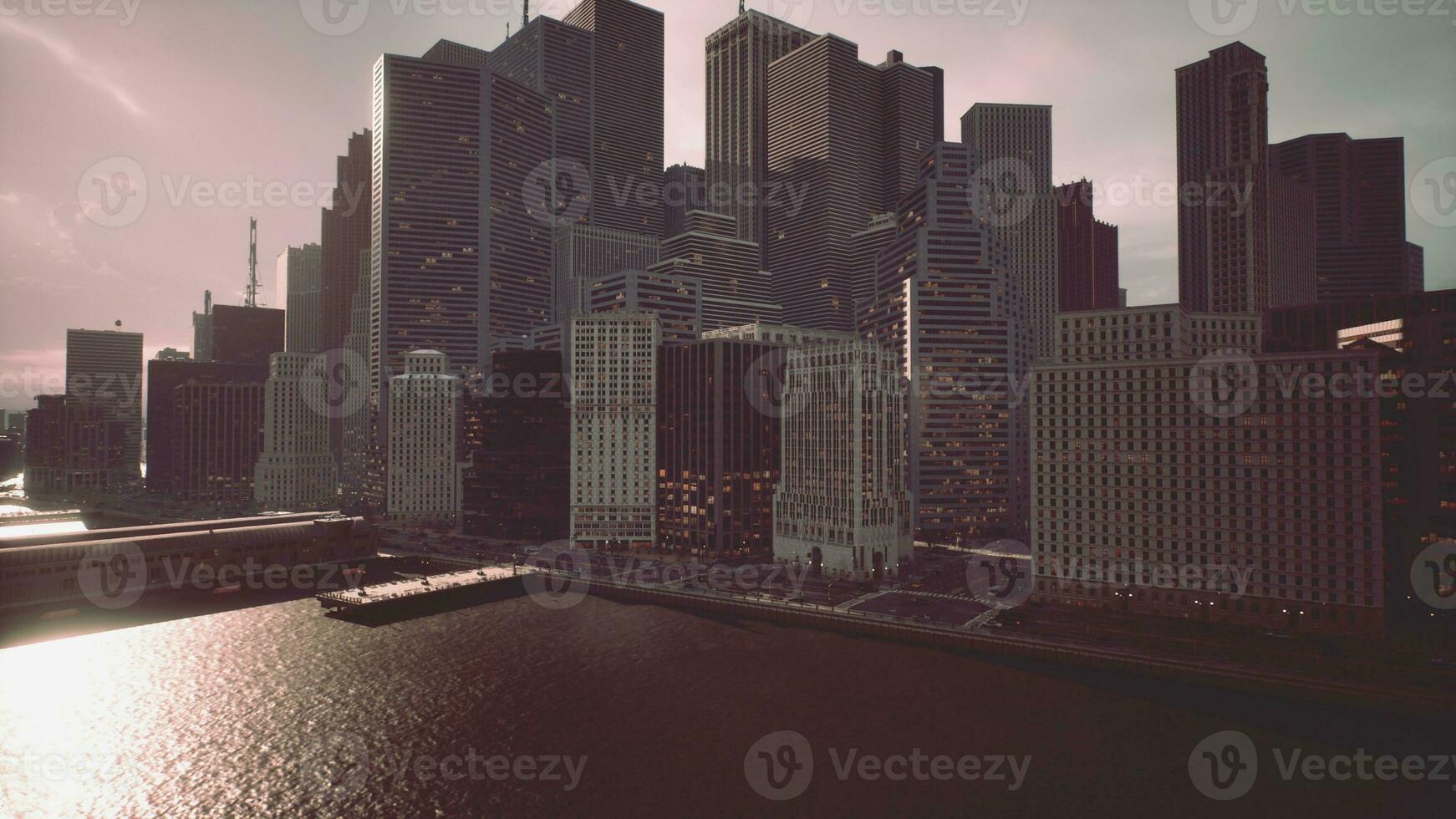 Aerial view of city skyscrapers photo