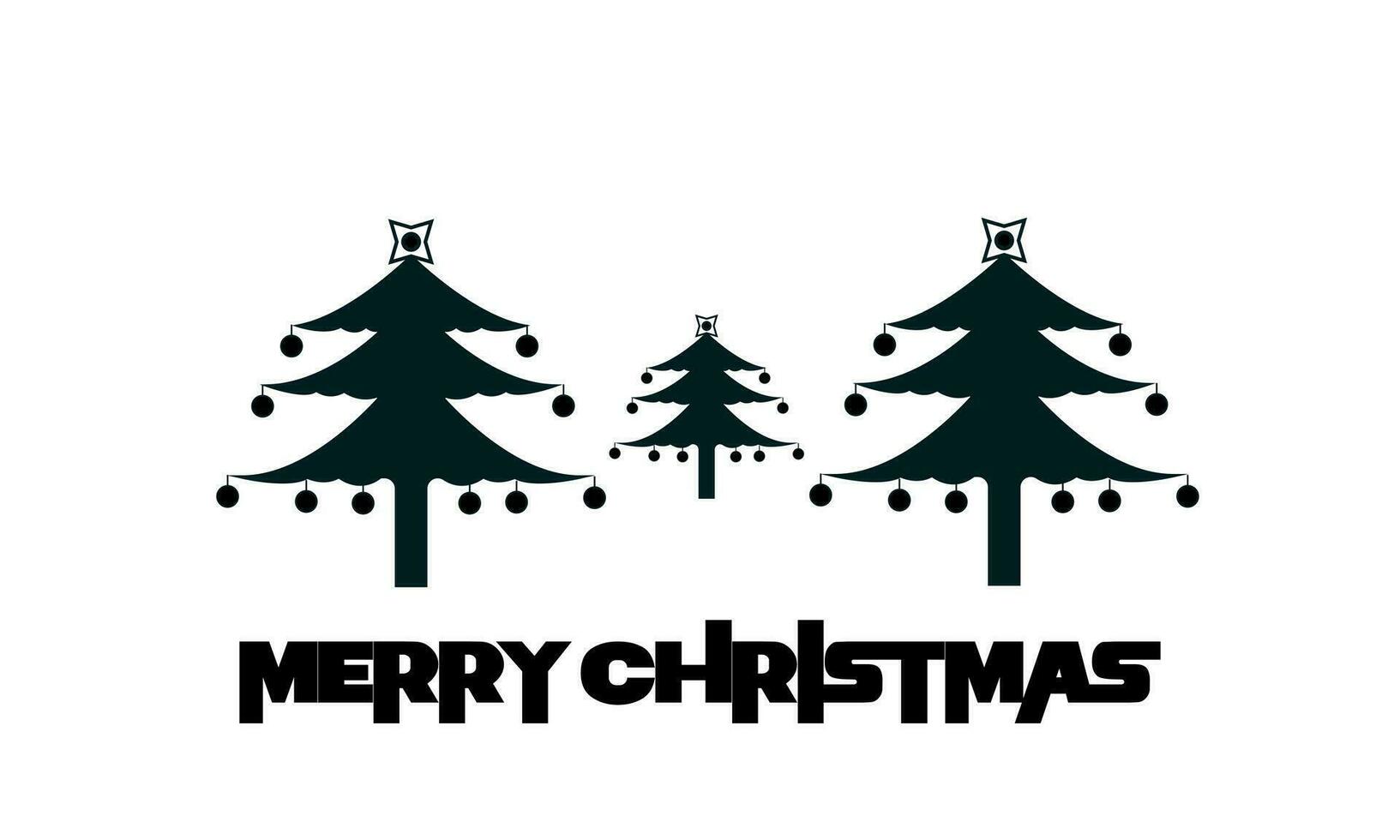 Navidad árbol silueta, vector icono de Tres negro Navidad arboles y alegre Navidad saludos