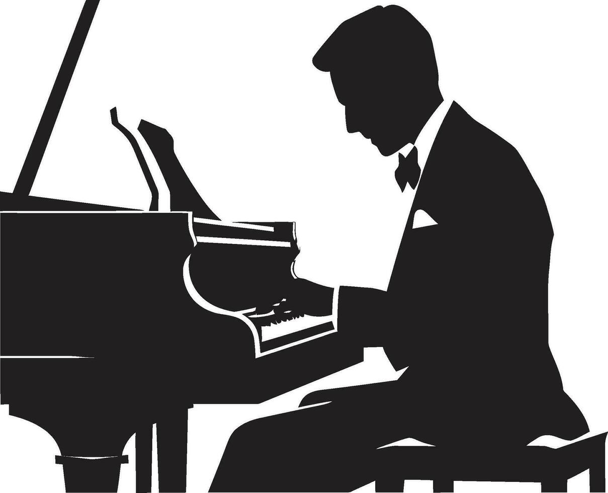 sinfonía pianista vector negro diseño llave maestría artista negro vector icono