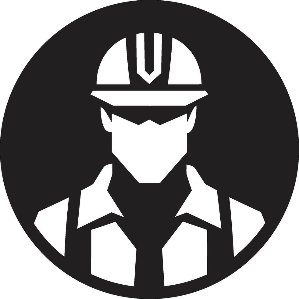 construcción personal emblema vector trabajador Plano jefe construcción vector