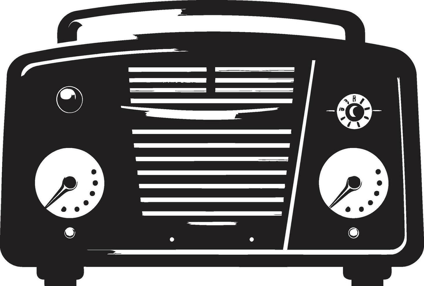 Old Fashioned Radio Charm Vector Black Design Retro Radio Set Black Vector Icon