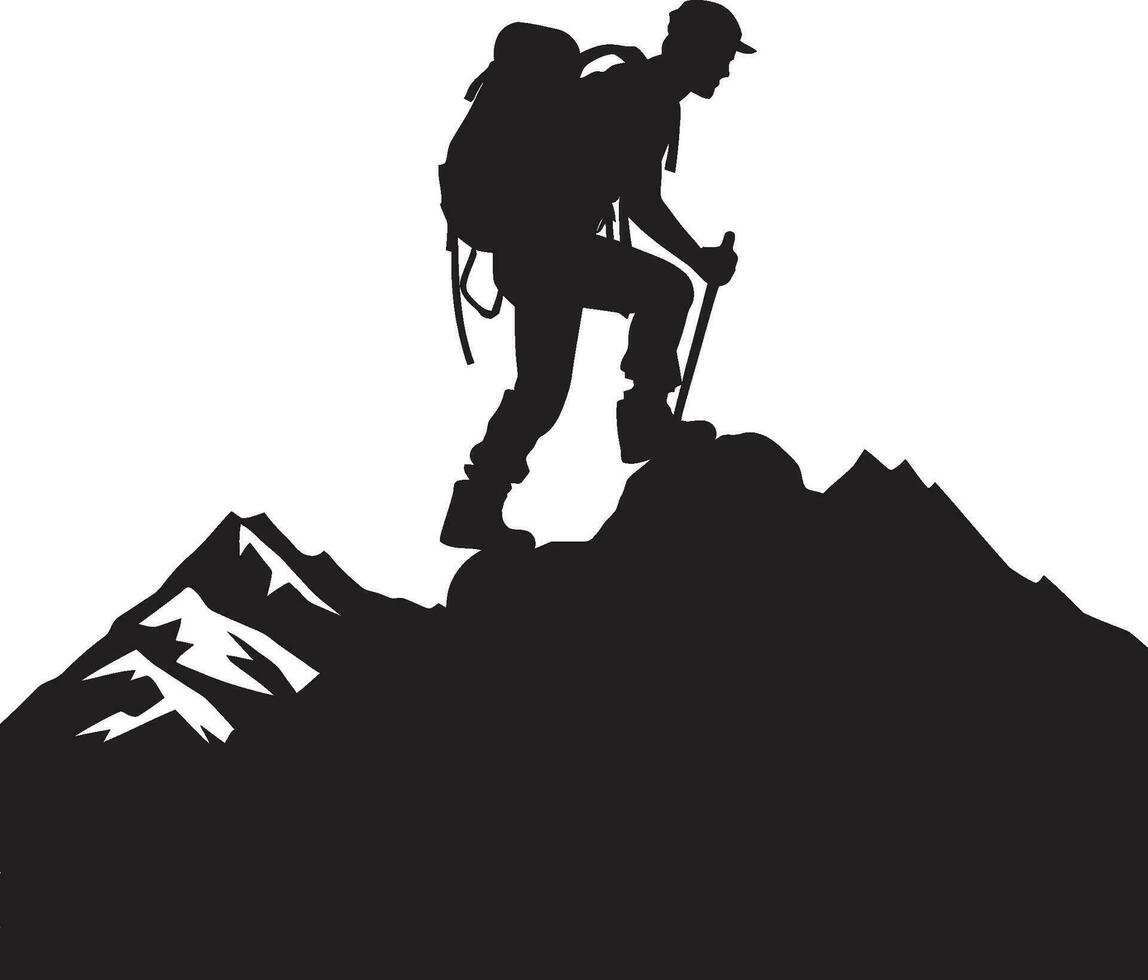 Mountain Climber Profile Vector Black Design Peak Conqueror Black Vector Icon