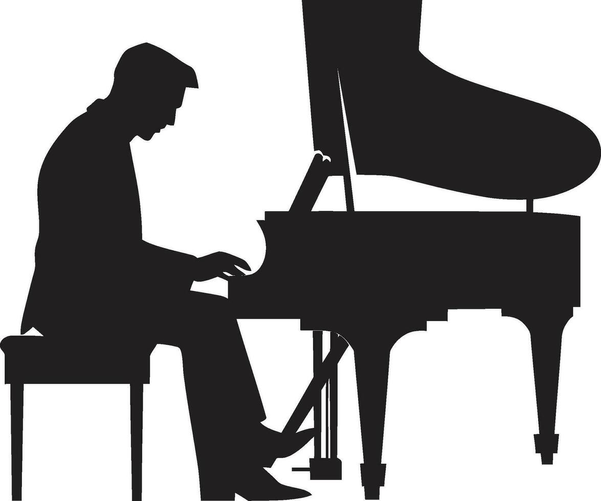 armónico pianista vector negro diseño majestuoso teclado artista negro vector icono