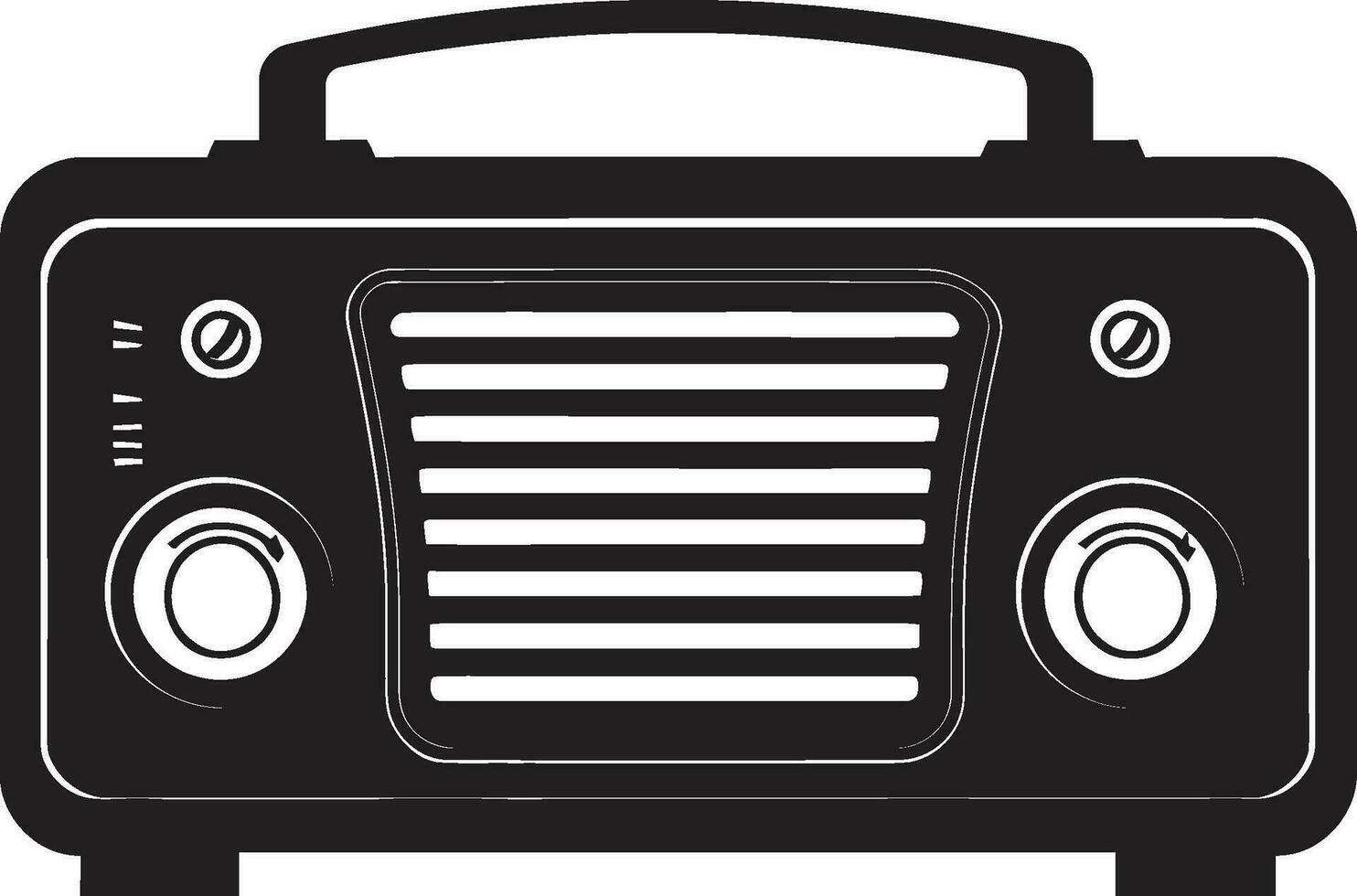 Old Fashioned Radio Charm Vector Black Design Retro Radio Set Black Vector Icon