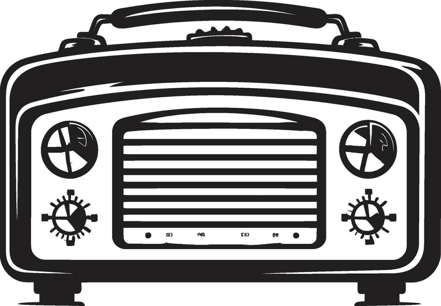 Analog Radio Device Black Icon Radio Tuner Nostalgia Vector Black Design