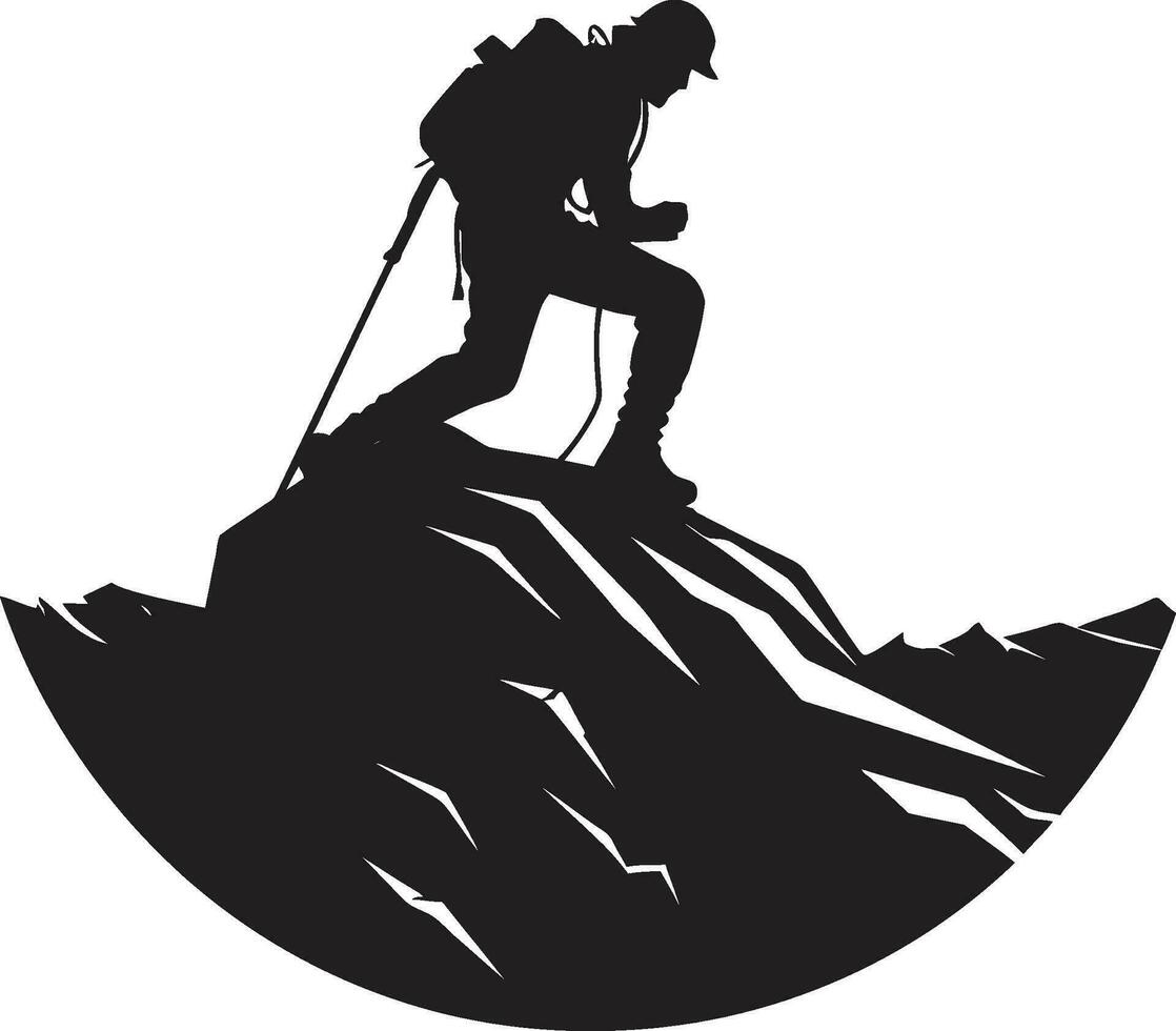 alpinismo expedición vector diseño rock trepador silueta negro icono