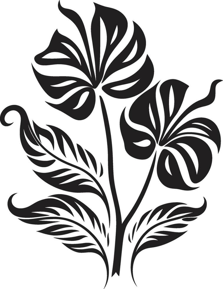 Tropical Foliage Beauty Vector Black Design Black Vector Tropical Bloom Icon