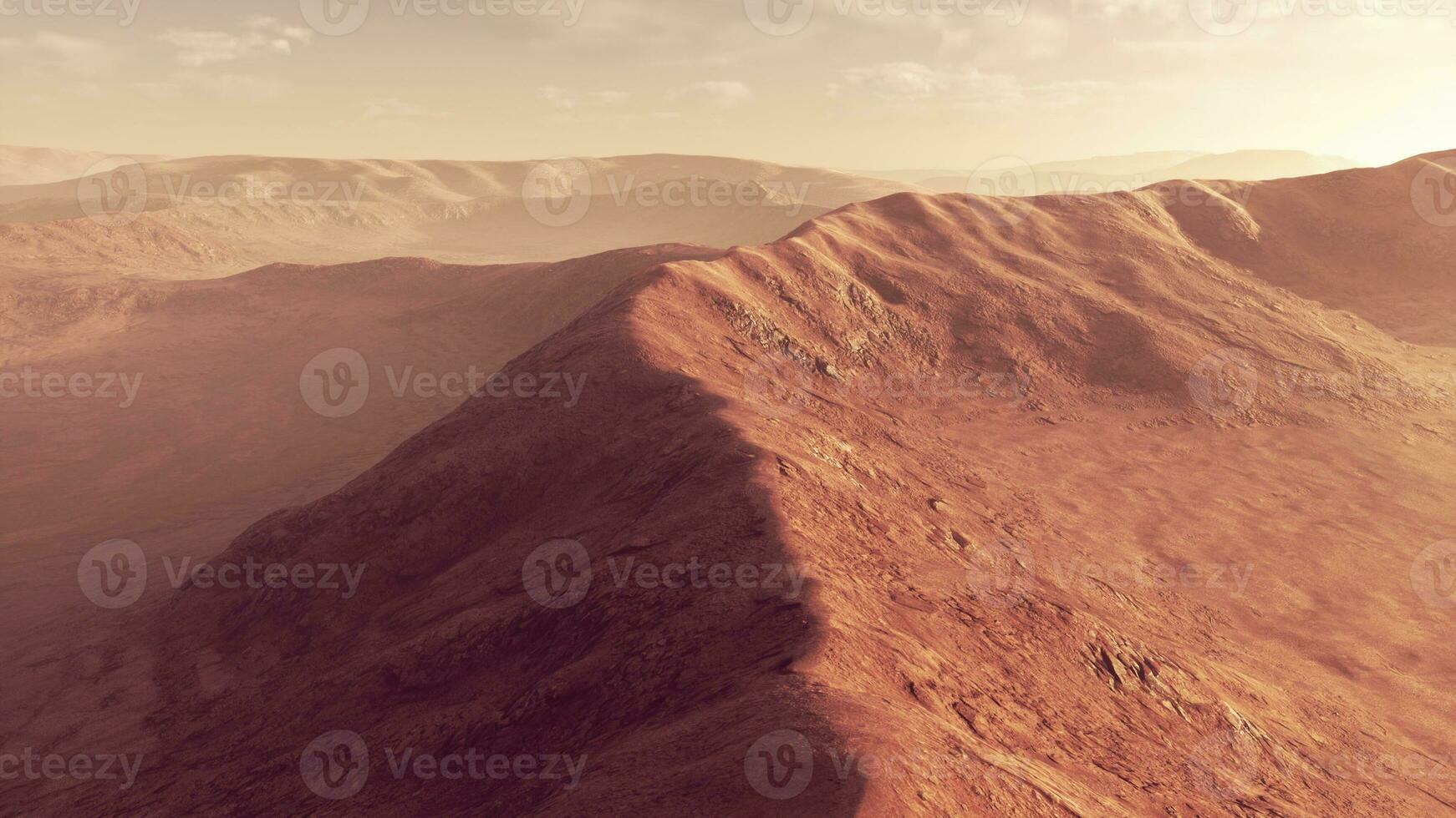 puesta de sol sobre las dunas de arena en el desierto. vista aérea foto