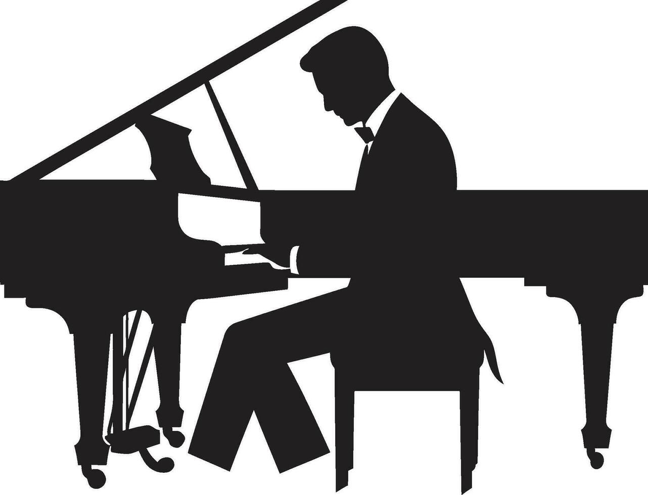 calmante tecladista vector diseño piano sonata sabio negro icono