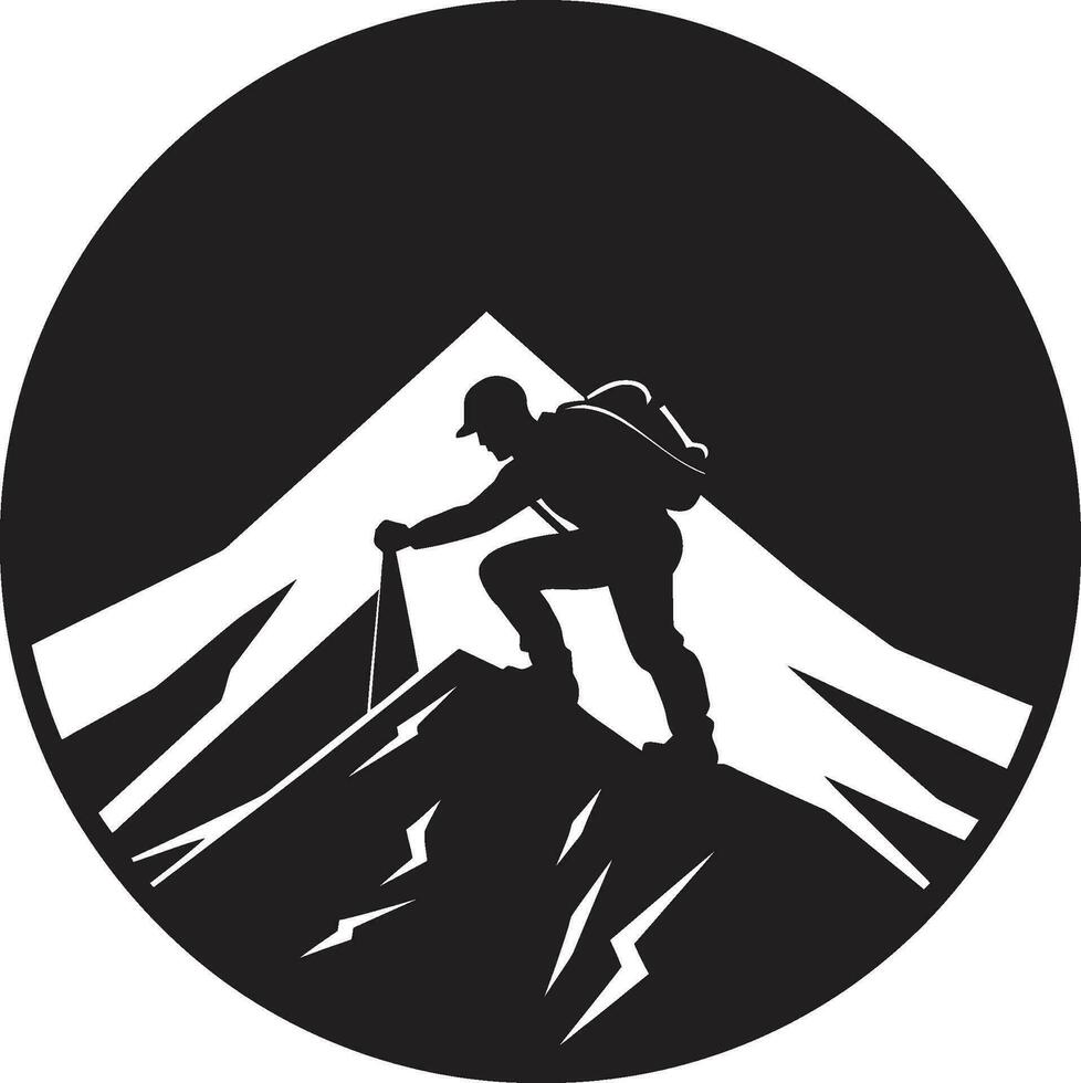alpinista esfuerzo negro vector icono elevado ascenso vector diseño