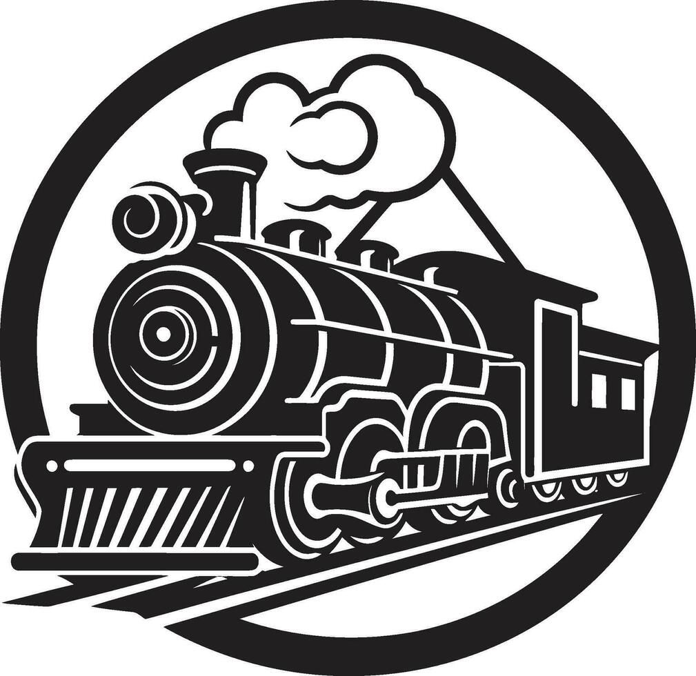 nostálgico viaje pistas negro vector icono tradicional ferrocarriles vector diseño