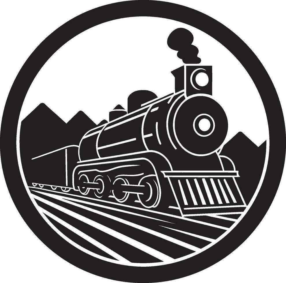 patrimonio tren sistema vector diseño antiguo hora ferrocarril pistas negro icono