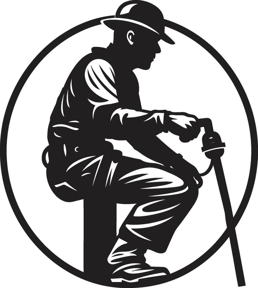 Utility Worker Silhouette Vector Icon Lineman Silhouette Black Vector Design