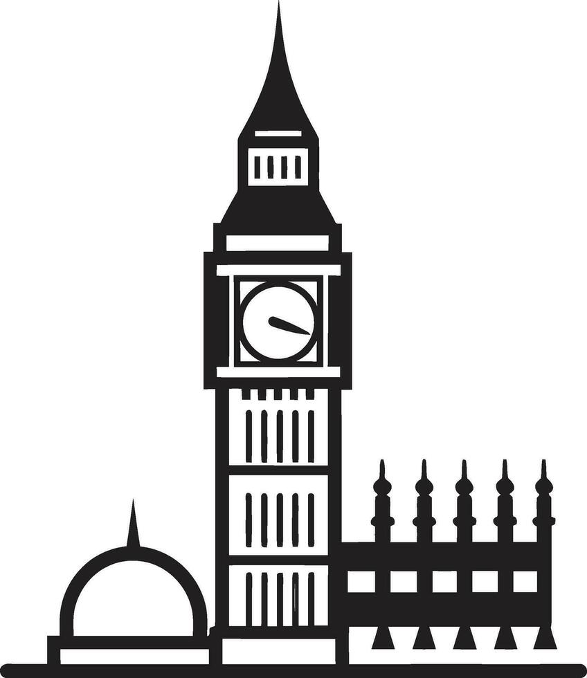Thames Riverfront Black London Design Landmark Silhouette Vector Black London