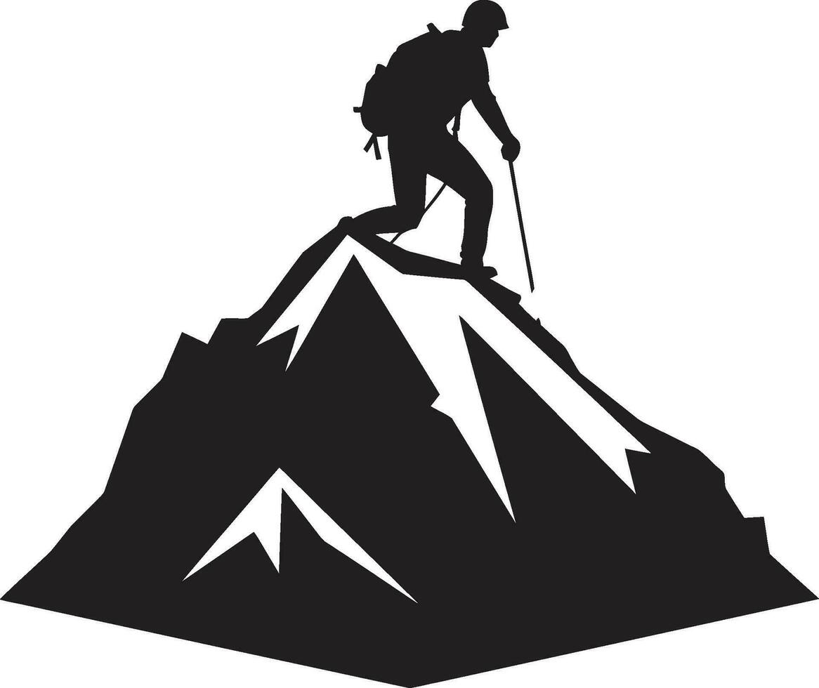 Rugged Climber Black Icon Summit Success Vector Black Design