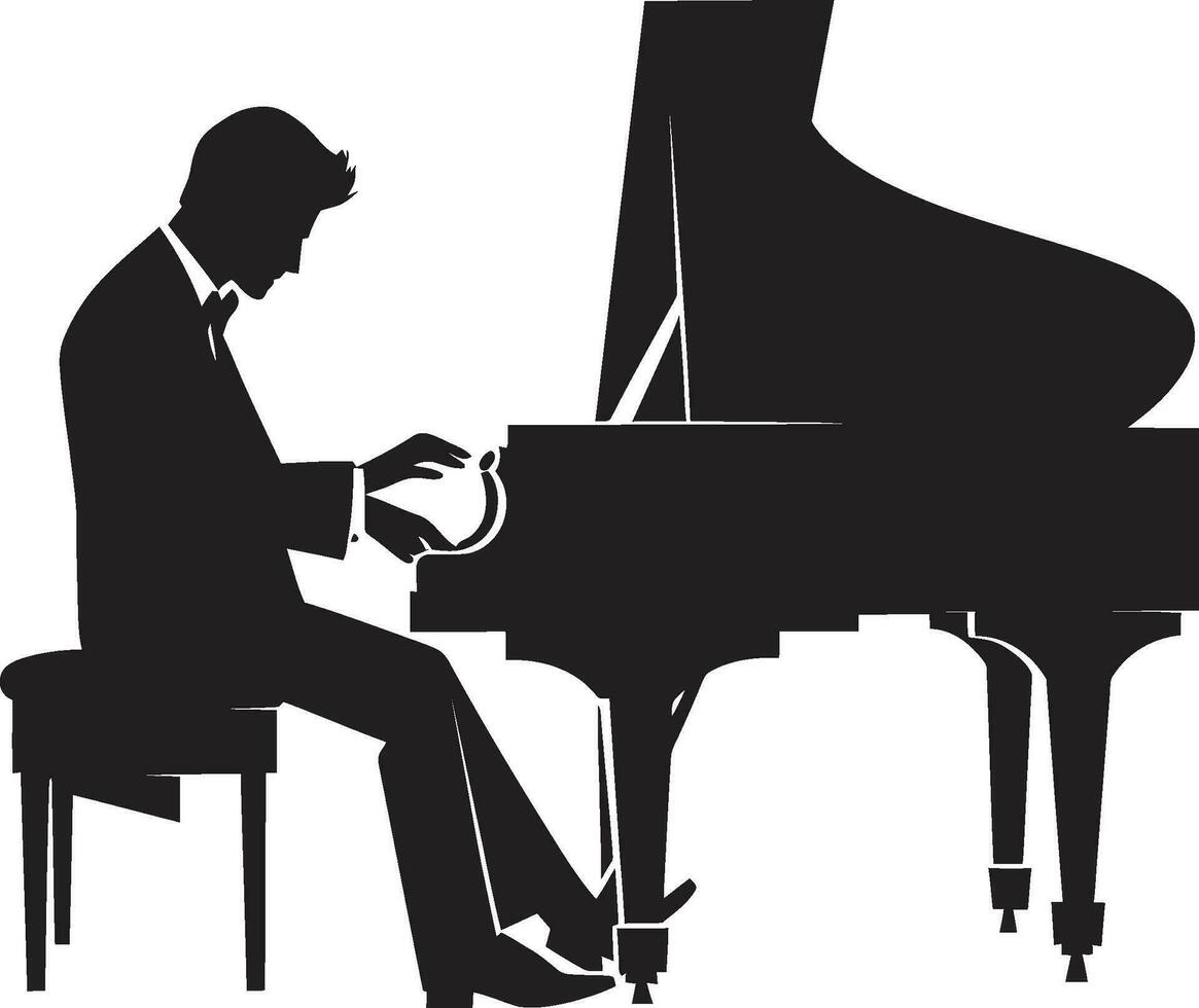 conmovedor pianista vector negro diseño clásico teclado artista negro vector icono