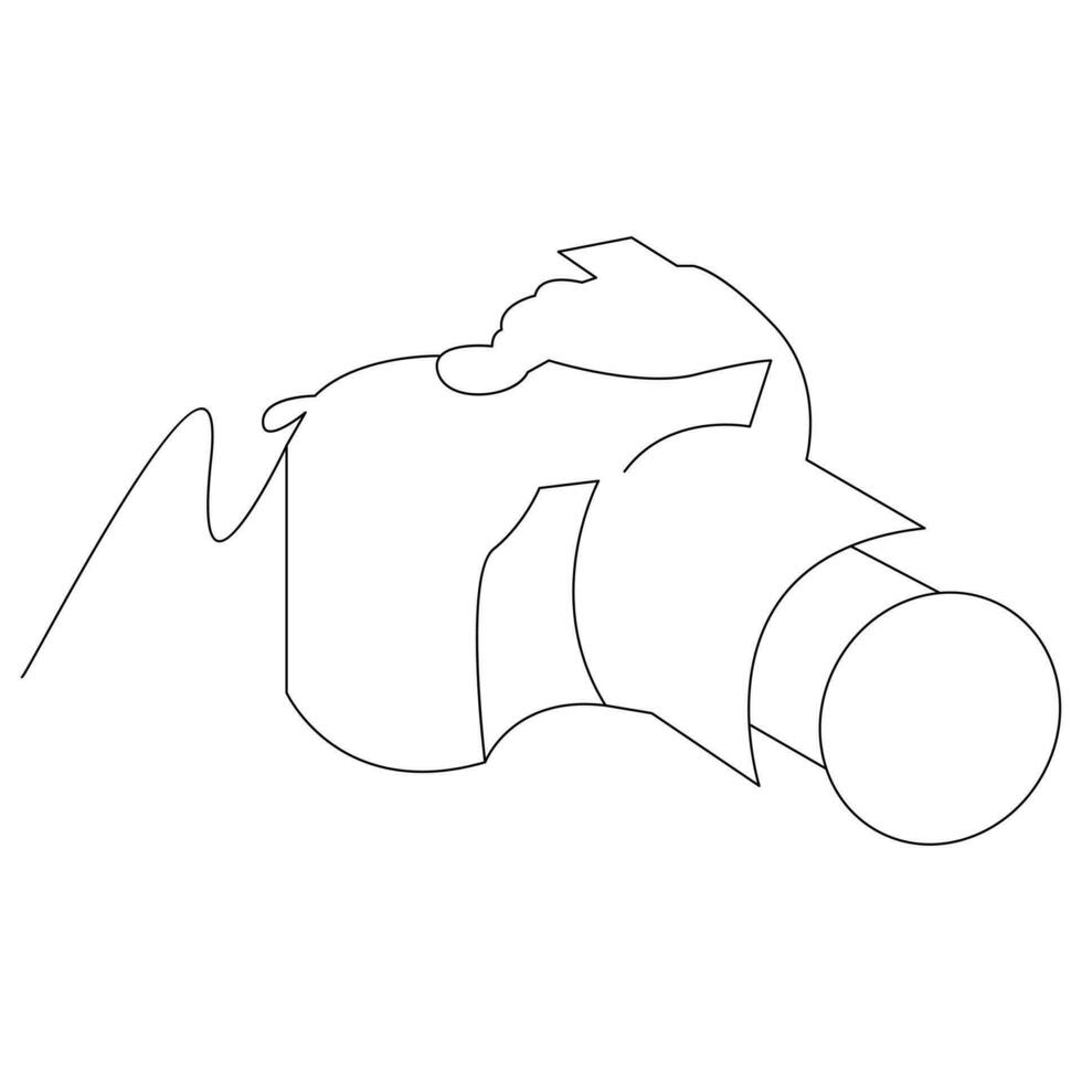 Camera Continuous single line vector art drawing and illustration