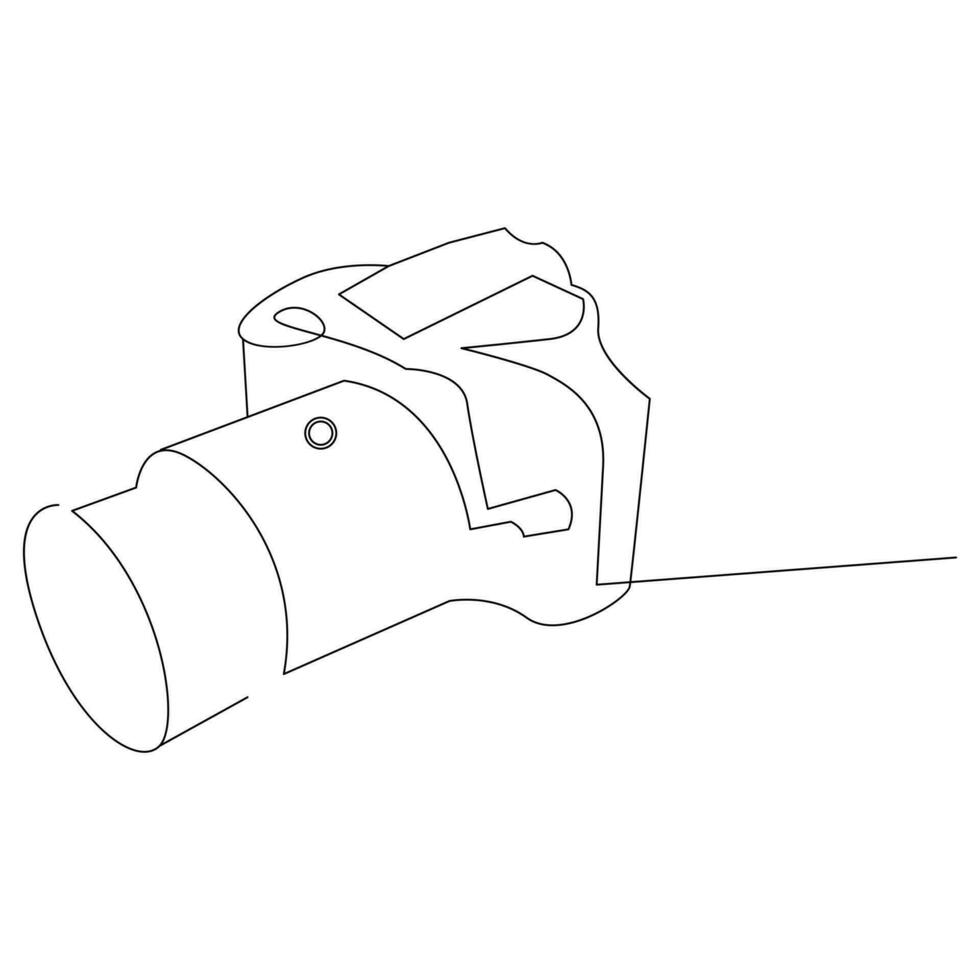 Camera Continuous single line vector art drawing and illustration