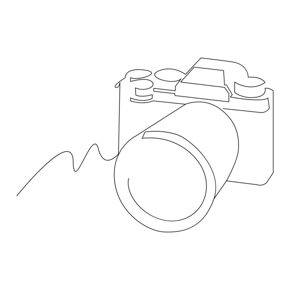 Camera Continuous single line vector art drawing and illustration