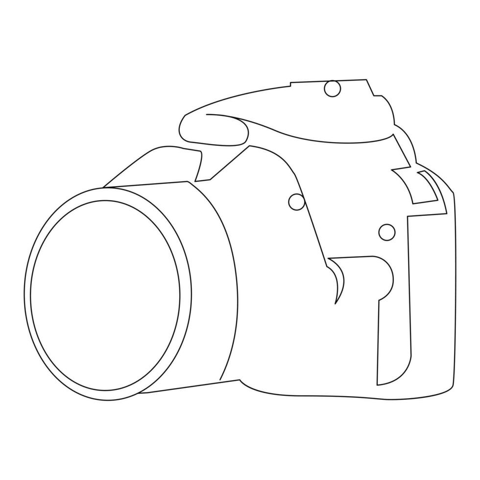 Camera Continuous single line vector art drawing and illustration
