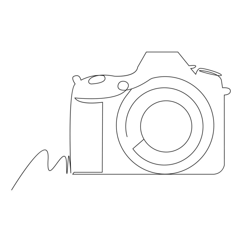 Camera Continuous single line vector art drawing and illustration