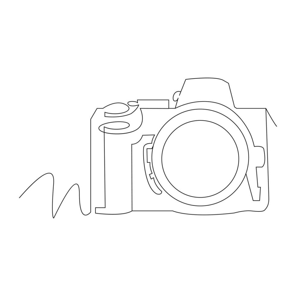 Camera Continuous single line vector art drawing and illustration
